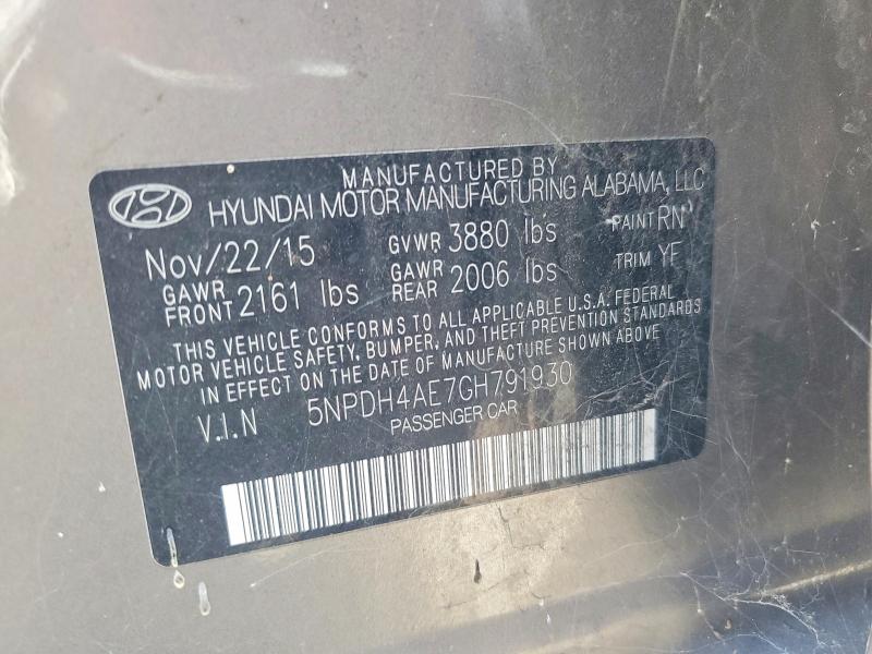 Продажа на аукционе авто 2016 Hyundai Elantra, vin: 5NPDH4AE7GH791930, номер лота: 60502846