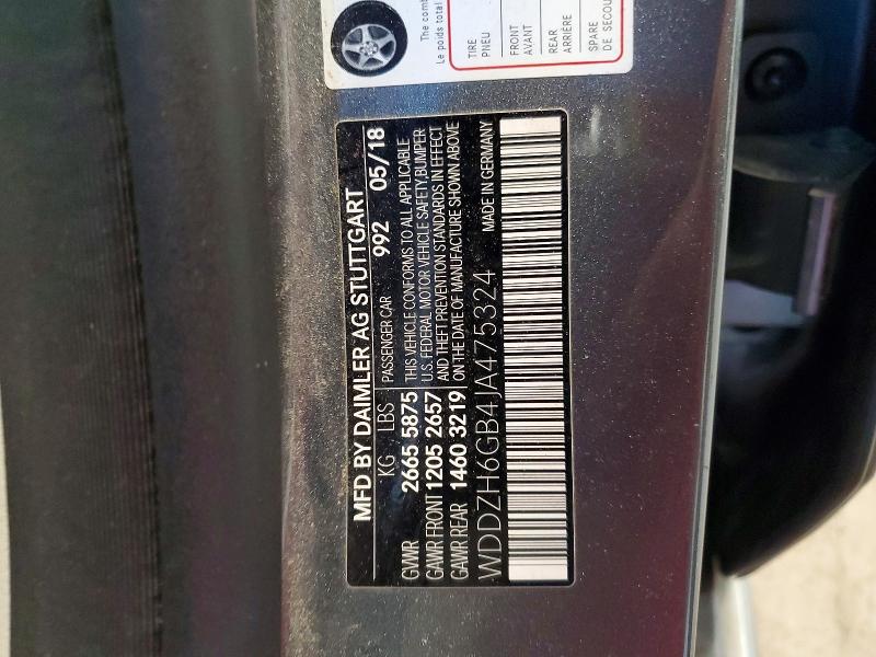 60406486 :رقم المزاد ، WDDZH6GB4JA475324 vin ، 2018 Mercedes-benz E مزاد بيع