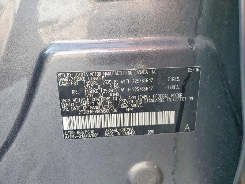 Продаж на аукціоні авто 2016 Toyota Rav4, vin: 2T3RFREV8GW500136, номер лоту: 60452066