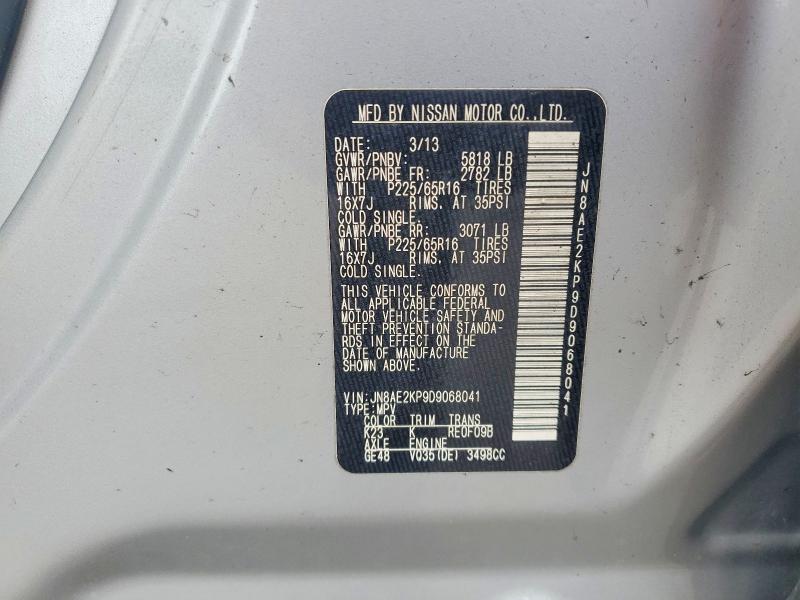 Aukcja sprzedaży 2013 Nissan Quest, vin: JN8AE2KP9D9068041, numer aukcji: 62972796