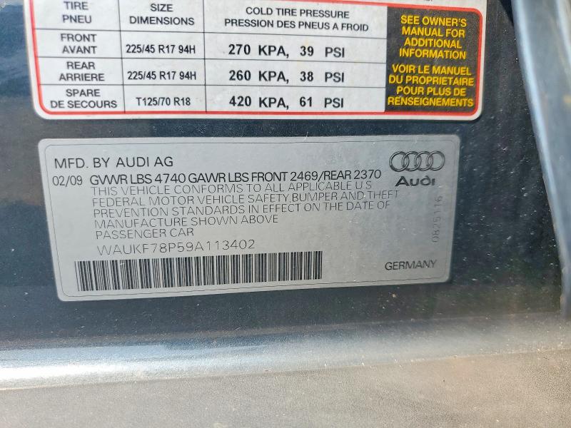Aukcja sprzedaży 2009 Audi A3, vin: WAUKF78P59A113402, numer aukcji: 60985056