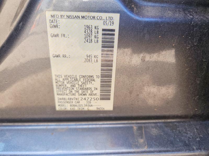 Продаж на аукціоні авто 2019 Nissan Altima, vin: 1N4BL4BV7KC247250, номер лоту: 60434606