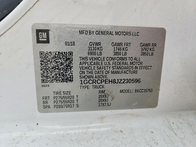 2018 Chevrolet Silverado მანქანა იყიდება აუქციონზე, vin: 1GCRCPEH8JZ230596, აუქციონის ნომერი: 61432426