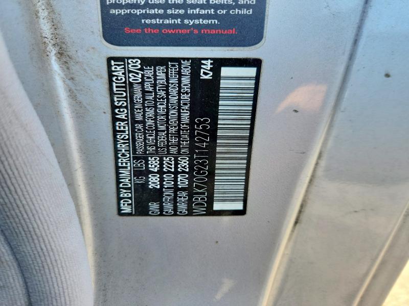 Aukcja sprzedaży 2003 Mercedes-benz Clk, vin: WDBLK70G23T142753, numer aukcji: 59998506