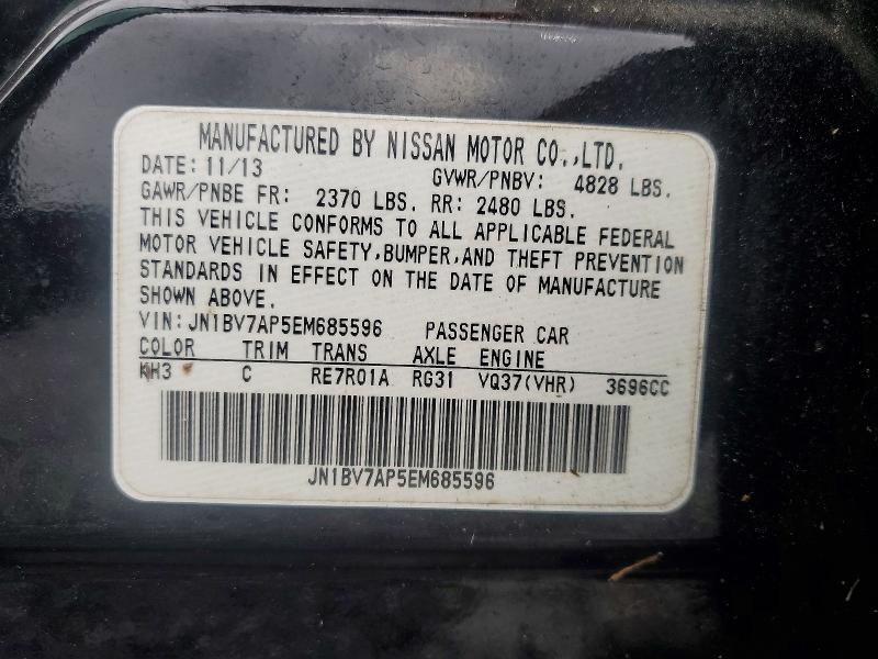 2014 Infiniti Q50 მანქანა იყიდება აუქციონზე, vin: JN1BV7AP5EM685596, აუქციონის ნომერი: 60594816