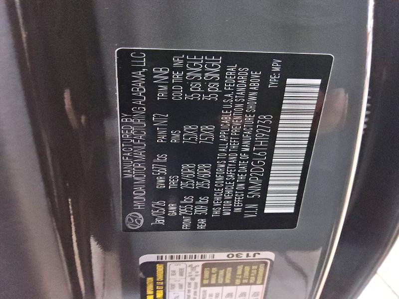 2026 Hyundai Santa Fe მანქანა იყიდება აუქციონზე, vin: 5NMP2DGL6TH192738, აუქციონის ნომერი: 62290436