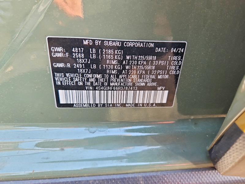 Aukcja sprzedaży 2024 Subaru Crosstrek, vin: 4S4GUHF66R3787413, numer aukcji: 58739546