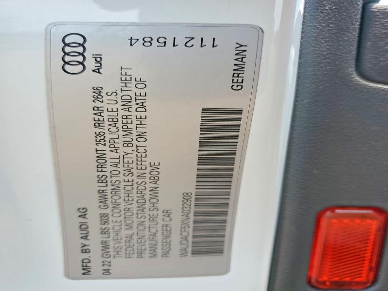 Продажа на аукционе авто 2022 Audi A5, vin: WAUDACF5XNA032908, номер лота: 60320986