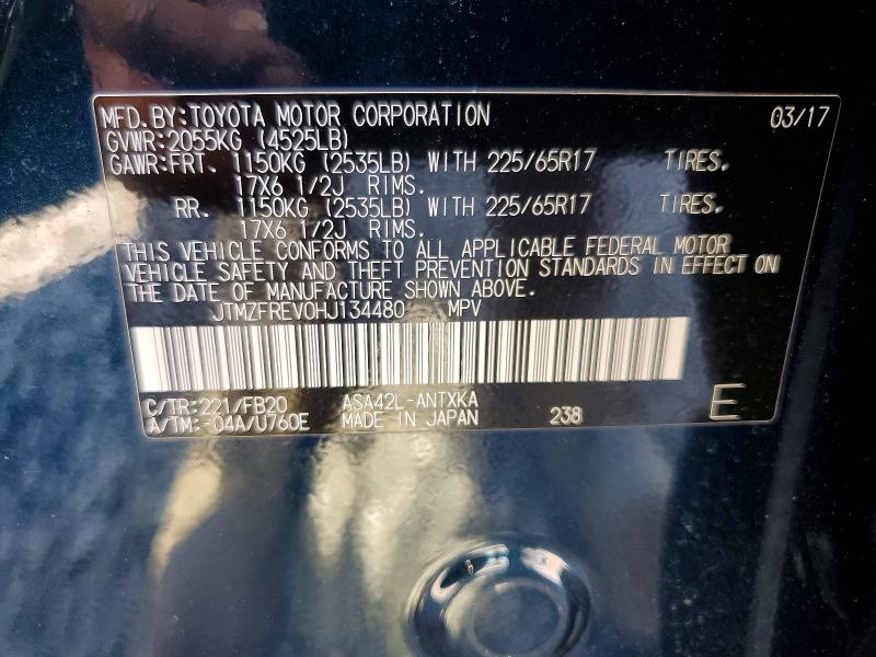 60997616 :رقم المزاد ، JTMZFREV0HJ134480 vin ، 2017 Toyota Rav4 مزاد بيع