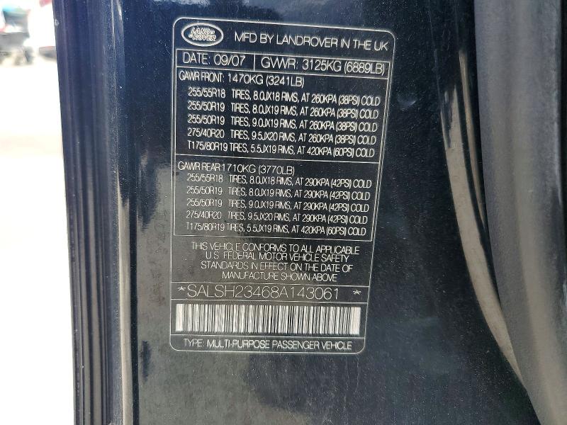 Продажа на аукционе авто 2008 Land Rover Range Rover Sport, vin: SALSH23468A143061, номер лота: 60996426