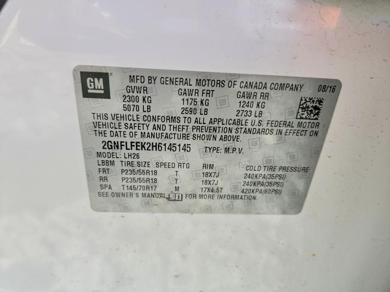 62808086 :رقم المزاد ، 2GNFLFEK2H6145145 vin ، 2017 Chevrolet Equinox مزاد بيع