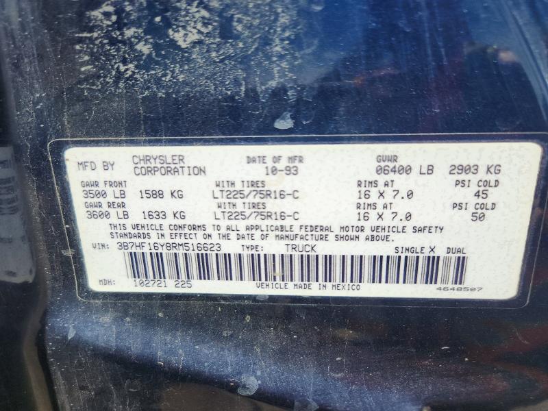 Aukcja sprzedaży 1994 Dodge Ram 1500, vin: 3B7HF16Y8RM516623, numer aukcji: 61717906