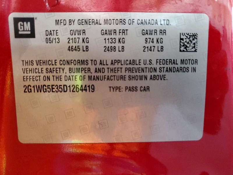Aukcja sprzedaży 2013 Chevrolet Impala, vin: 2G1WG5E35D1264419, numer aukcji: 61400986