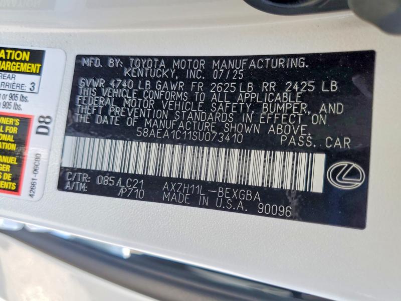 61640436 :رقم المزاد ، 58AEA1C11SU073410 vin ، 2025 Lexus Es 300h مزاد بيع