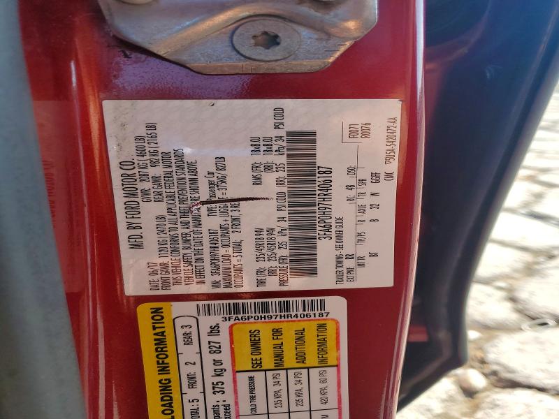 Aukcja sprzedaży 2017 Ford Fusion, vin: 3FA6P0H97HR406187, numer aukcji: 58525606
