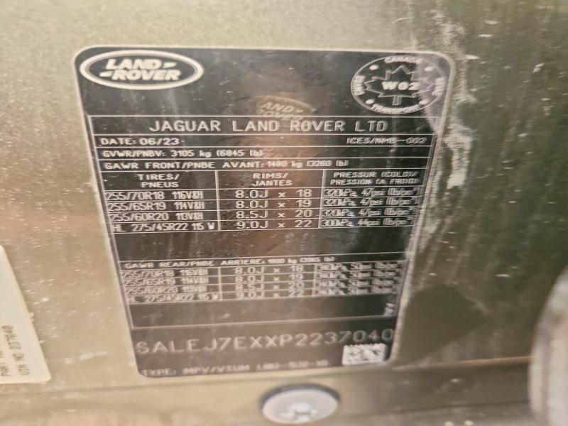 Продажа на аукционе авто 2023 Land Rover Defender, vin: SALEJ7EXXP2237040, номер лота: 59004466