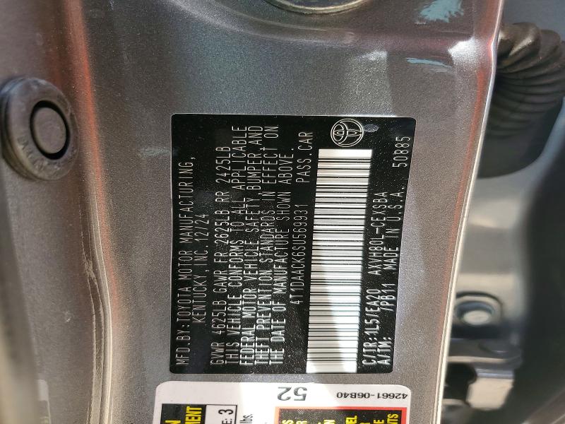 2025 Toyota Camry მანქანა იყიდება აუქციონზე, vin: 4T1DAACK6SU569931, აუქციონის ნომერი: 61921106