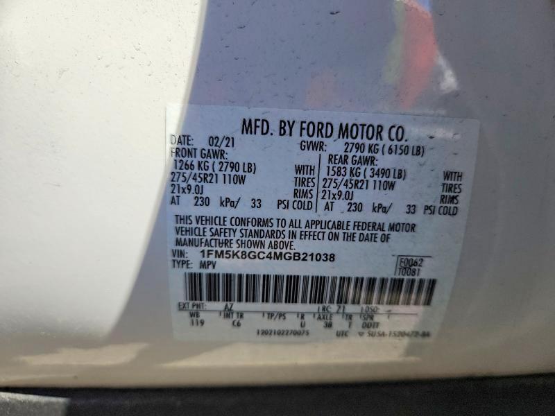 Aukcja sprzedaży 2021 Ford Explorer, vin: 1FM5K8GC4MGB21038, numer aukcji: 60083026