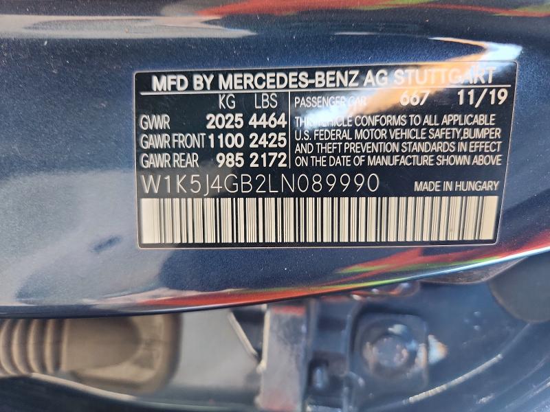 Aukcja sprzedaży 2020 Mercedes-benz Cla, vin: W1K5J4GB2LN089990, numer aukcji: 62380496
