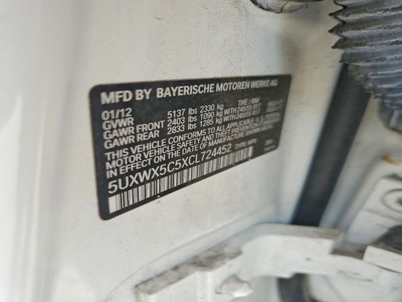 62995696 :رقم المزاد ، 5UXWX5C5XCL724452 vin ، 2012 Bmw X3 مزاد بيع