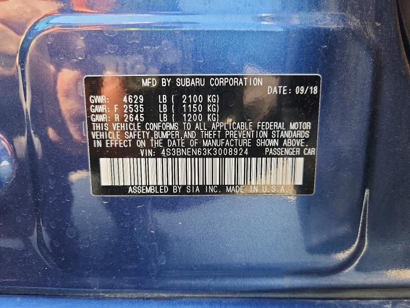 Продажа на аукционе авто 2019 Subaru Legacy, vin: 4S3BNEN63K3008924, номер лота: 63423536