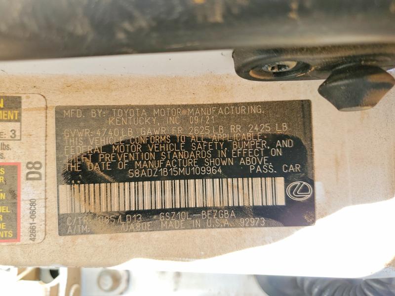 61774286 :رقم المزاد ، 58ADZ1B15MU109964 vin ، 2021 Lexus Es 350 مزاد بيع