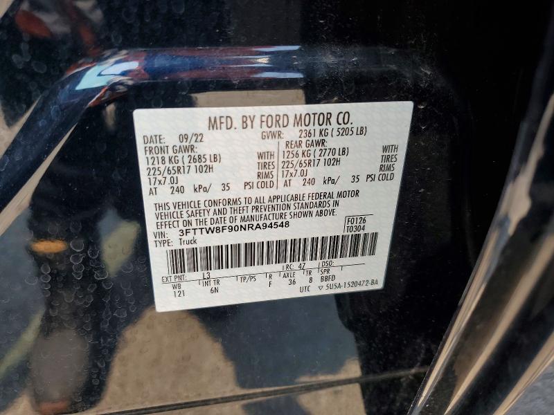 Продаж на аукціоні авто 2022 Ford Maverick, vin: 3FTTW8F90NRA94548, номер лоту: 62331996