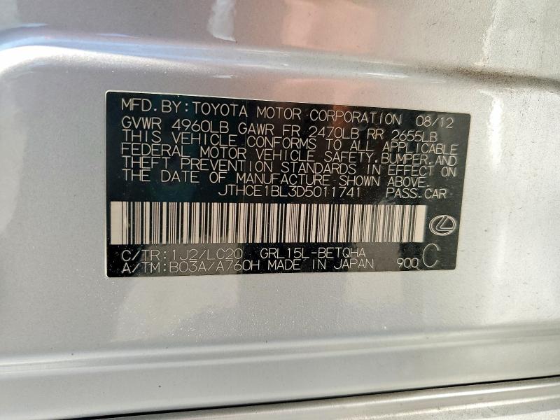 61766556 :رقم المزاد ، JTHCE1BL3D5011741 vin ، 2013 Lexus Gs مزاد بيع