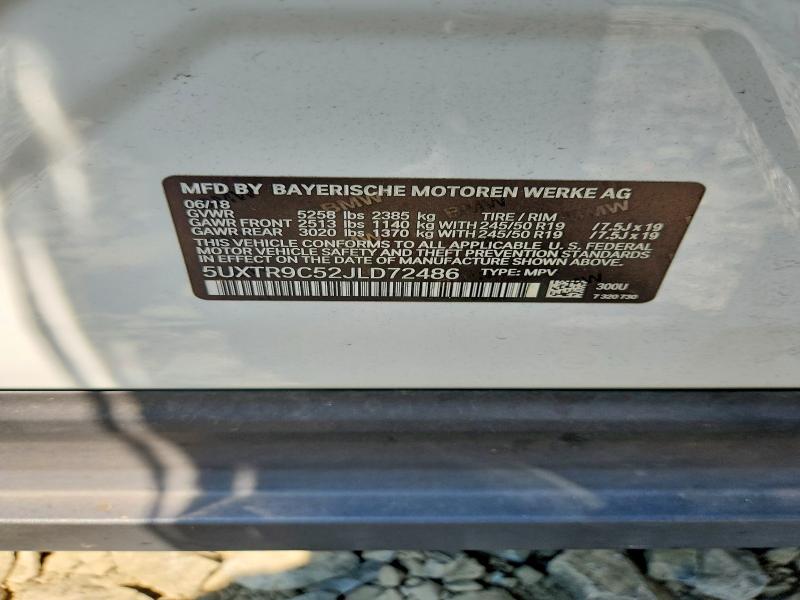 2018 Bmw X3 მანქანა იყიდება აუქციონზე, vin: 5UXTR9C52JLD72486, აუქციონის ნომერი: 61609046