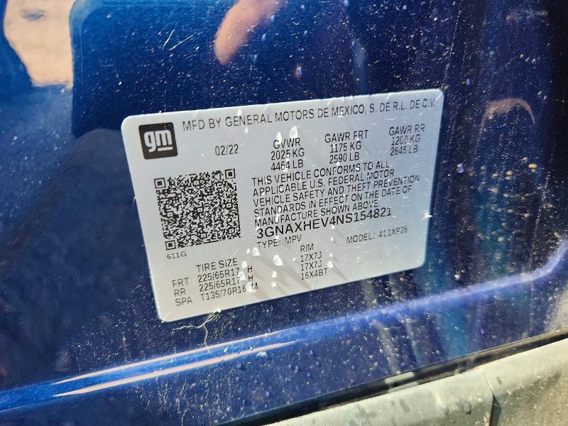 Продажа на аукционе авто 2022 Chevrolet Equinox, vin: 3GNAXHEV4NS154821, номер лота: 62304006