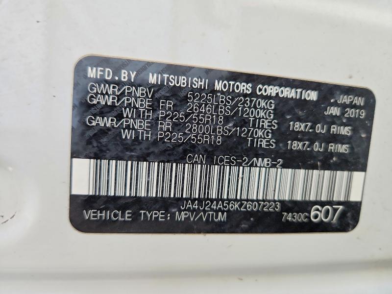 Aukcja sprzedaży 2019 Mitsubishi Outlander, vin: JA4J24A56KZ607223, numer aukcji: 61684246