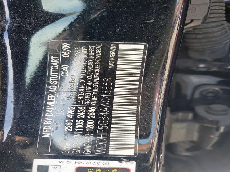 60380646 :رقم المزاد ، WDDHF5GB4AA045868 vin ، 2010 Mercedes-benz E مزاد بيع