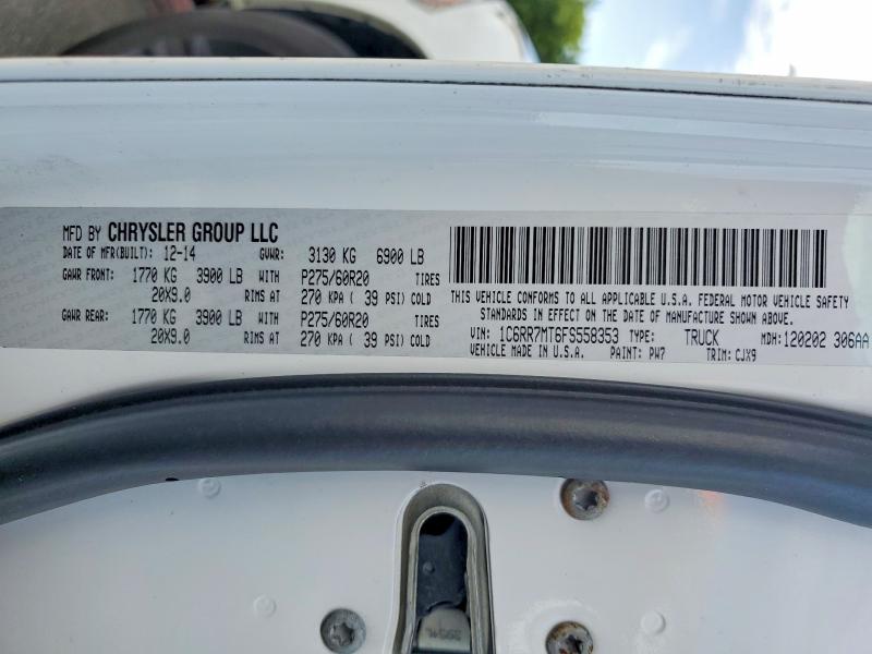2015 Ram 1500 მანქანა იყიდება აუქციონზე, vin: 1C6RR7MT6FS558353, აუქციონის ნომერი: 63366686