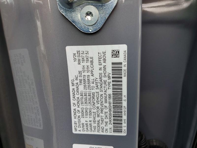 2025 Honda Cr-v მანქანა იყიდება აუქციონზე, vin: 2HKRS6H96SH811895, აუქციონის ნომერი: 61009286