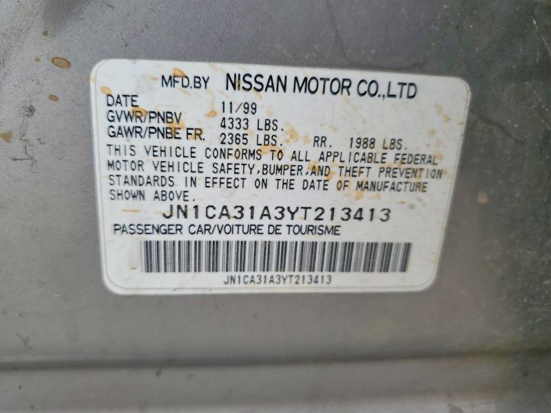 Продаж на аукціоні авто 2000 Nissan Maxima, vin: JN1CA31A3YT213413, номер лоту: 61362446