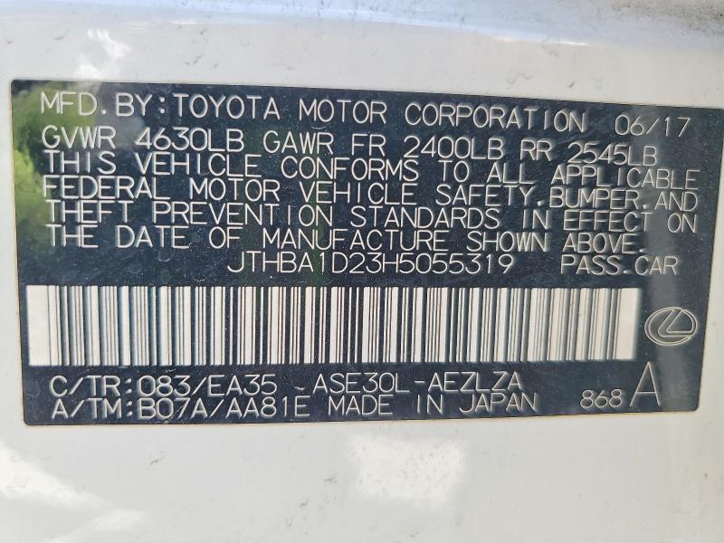 Продажа на аукционе авто 2017 Lexus Is, vin: JTHBA1D23H5055319, номер лота: 59684226