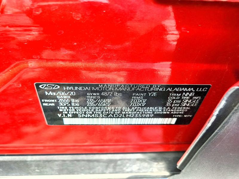 Продажа на аукционе авто 2020 Hyundai Santa Fe, vin: 5NMS3CAD2LH235989, номер лота: 61396606