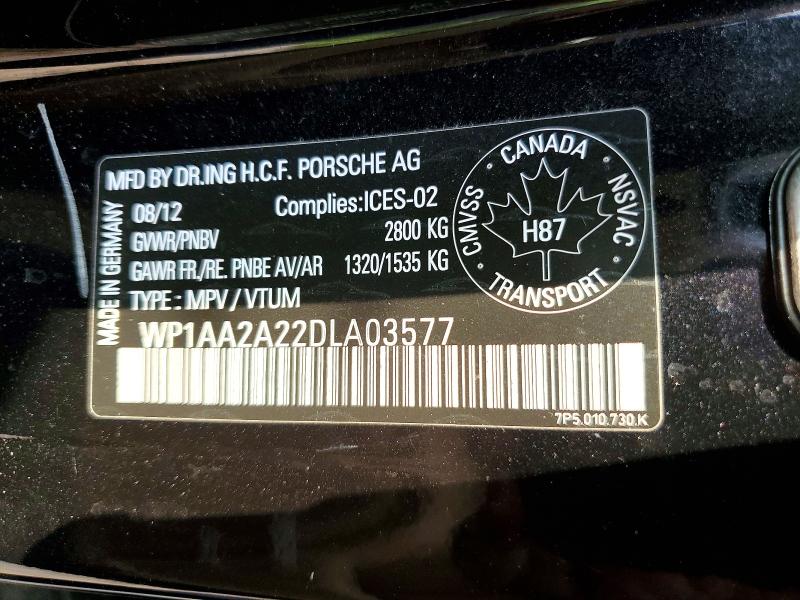 Aukcja sprzedaży 2013 Porsche Cayenne, vin: WP1AA2A22DLA03577, numer aukcji: 60798426