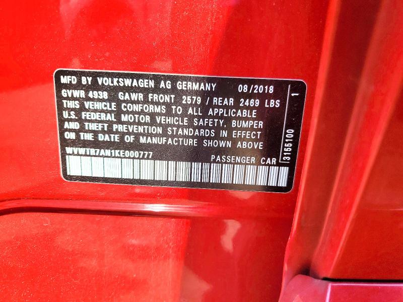 Продаж на аукціоні авто 2019 Volkswagen Arteon, vin: WVWTR7AN1KE000777, номер лоту: 60601166