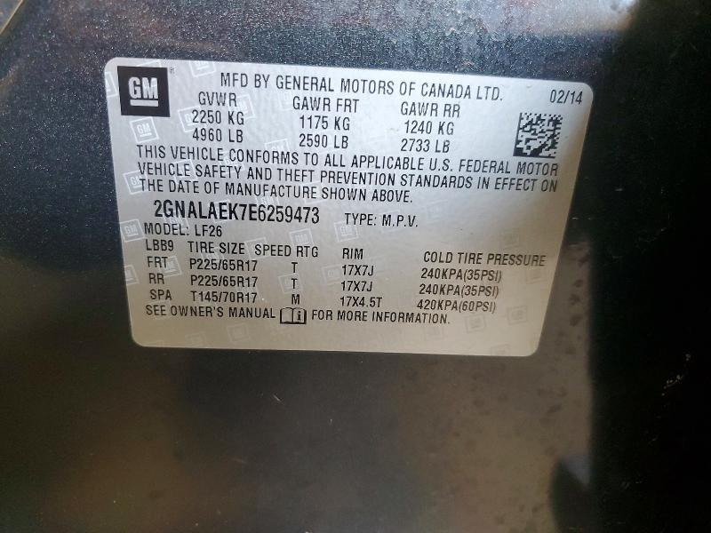 Aukcja sprzedaży 2014 Chevrolet Equinox, vin: 2GNALAEK7E6259473, numer aukcji: 85612685
