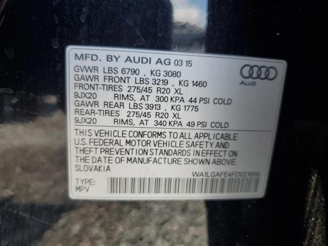 61385926 :رقم المزاد ، WA1LGAFE4FD021656 vin ، 2015 Audi Q7 مزاد بيع