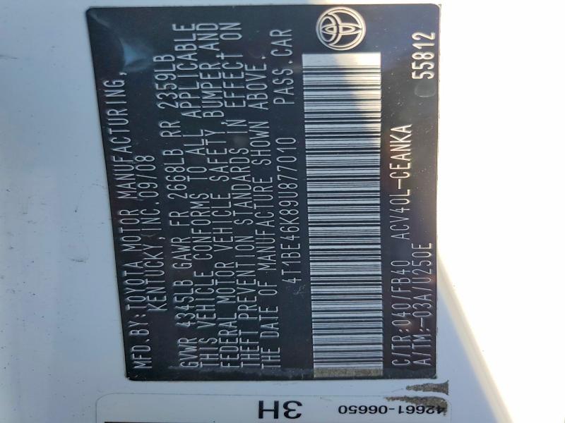 61050146 :رقم المزاد ، 4T1BE46K89U877010 vin ، 2009 Toyota Camry مزاد بيع