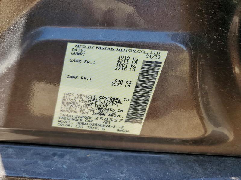 2013 Nissan Altima მანქანა იყიდება აუქციონზე, vin: 1N4AL3AP6DC258557, აუქციონის ნომერი: 61159676