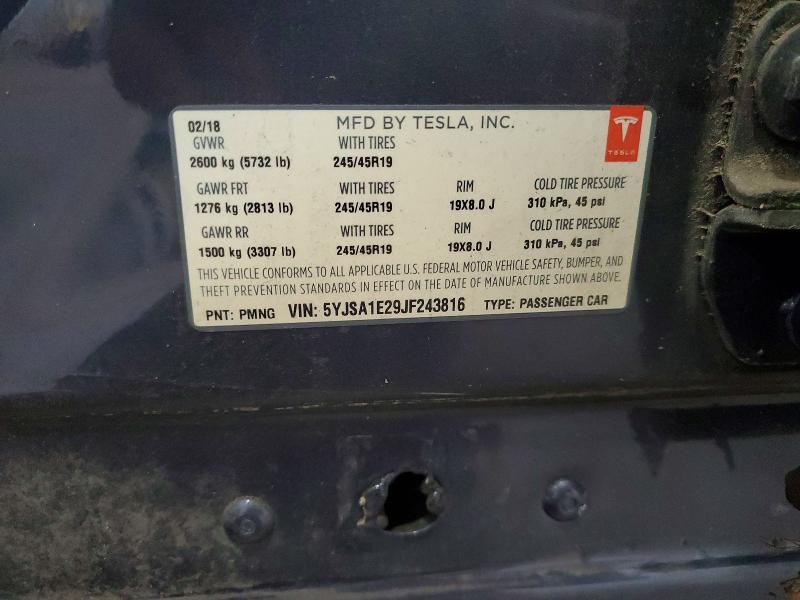 Продаж на аукціоні авто 2018 Tesla Model S, vin: 5YJSA1E29JF243816, номер лоту: 60093296