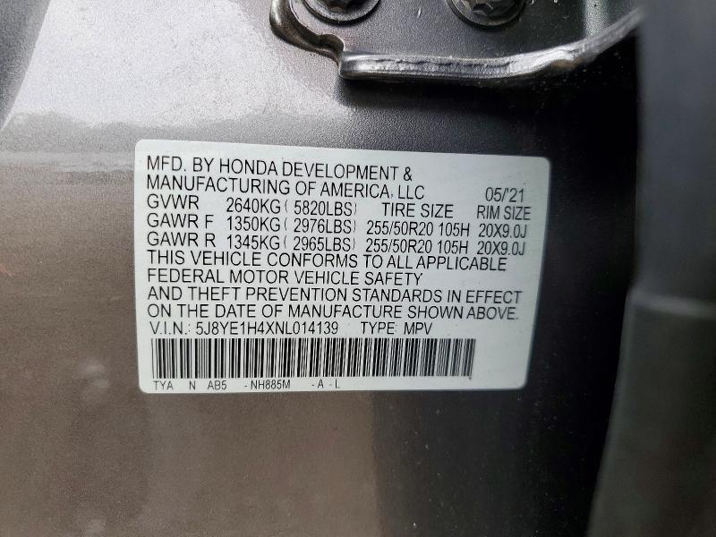 2022 Acura Mdx მანქანა იყიდება აუქციონზე, vin: 5J8YE1H4XNL014139, აუქციონის ნომერი: 62710526