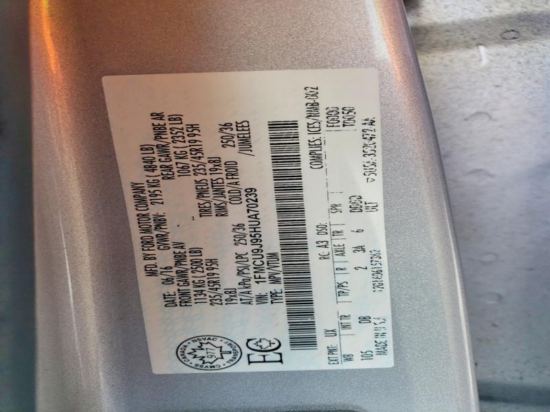 63147976 :رقم المزاد ، 1FMCU9J95HUA70239 vin ، 2017 Ford Escape مزاد بيع