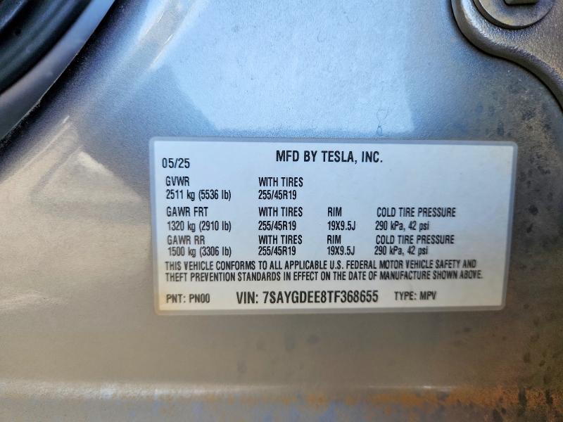 Продажа на аукционе авто 2026 Tesla Model Y, vin: 7SAYGDEE8TF368655, номер лота: 62998206