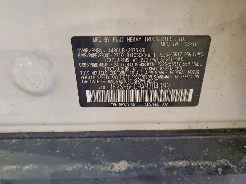59783436 :رقم المزاد ، JF2SH6CC9AH784399 vin ، 2010 Subaru Forester مزاد بيع