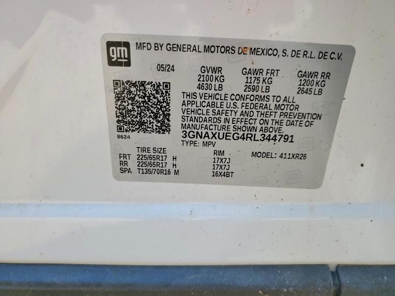 Продажа на аукционе авто 2024 Chevrolet Equinox, vin: 3GNAXUEG4RL344791, номер лота: 85630555