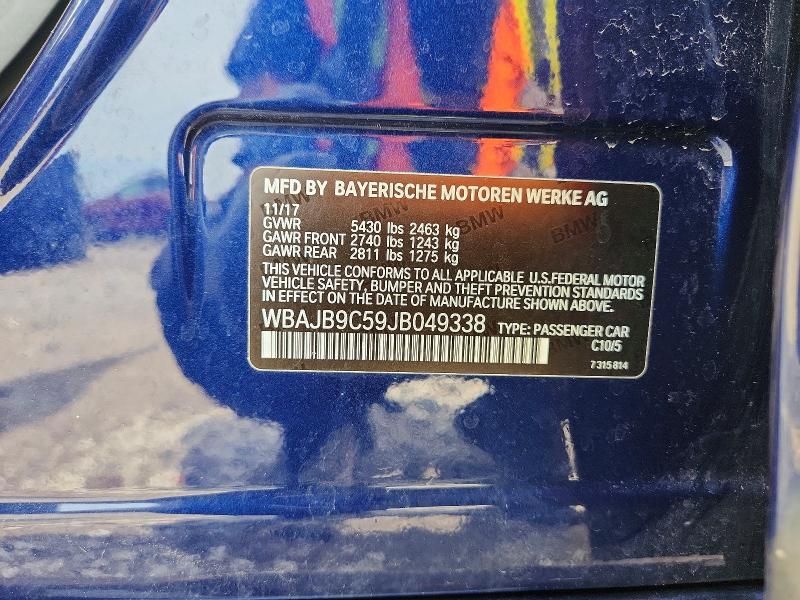 2018 Bmw M550xi მანქანა იყიდება აუქციონზე, vin: WBAJB9C59JB049338, აუქციონის ნომერი: 62289676